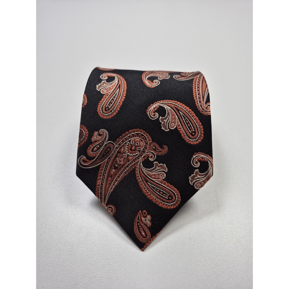 SETAZONE Tie Mens One Size Black Paisley 100% Silk Pointed Classic Necktie
